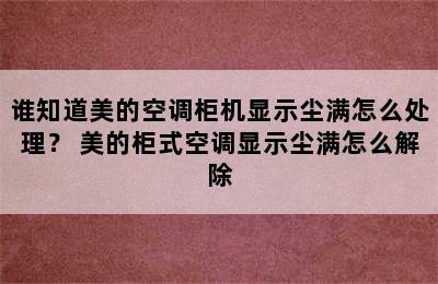 谁知道美的空调柜机显示尘满怎么处理？ 美的柜式空调显示尘满怎么解除